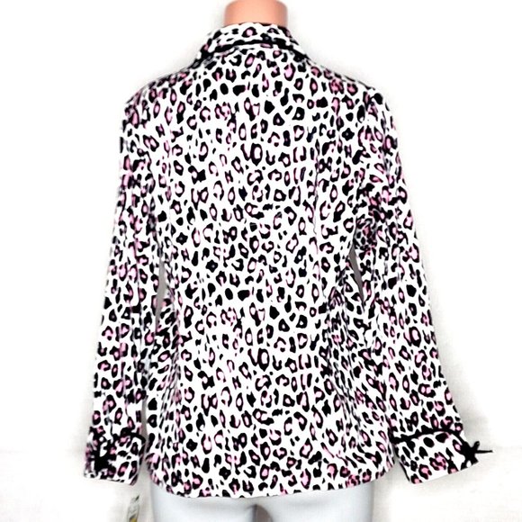 Kate Spade NY Black Pink Leopard Print Pajama Top Cotton - Picture 2 of 7